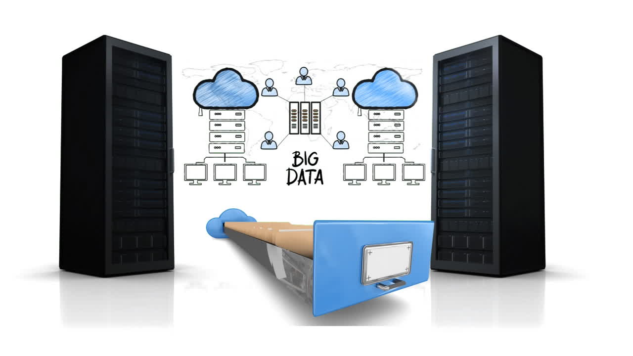 Server towers moving in opposite directions