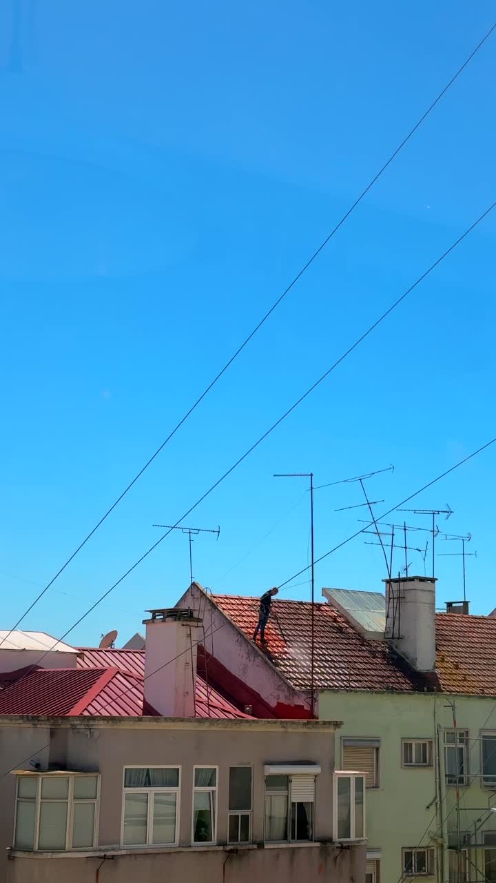 City Rooftop Scene with Person