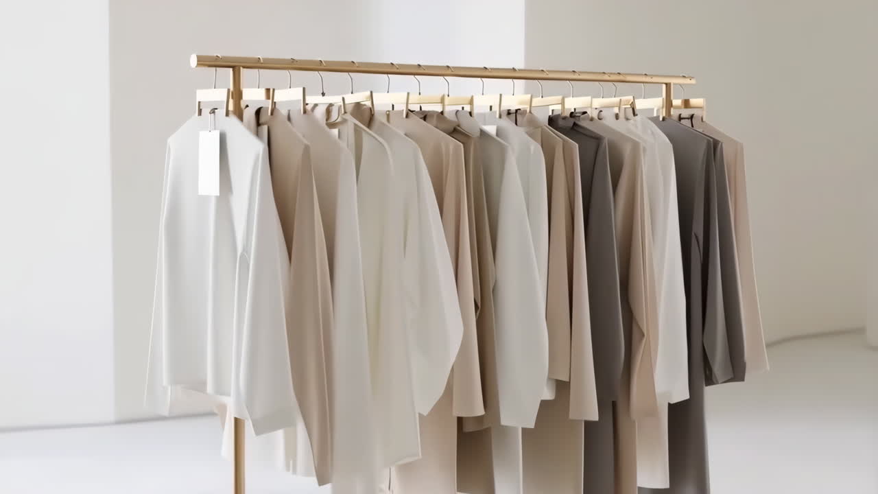 Clothes Rack with Neutral Colored Shirts