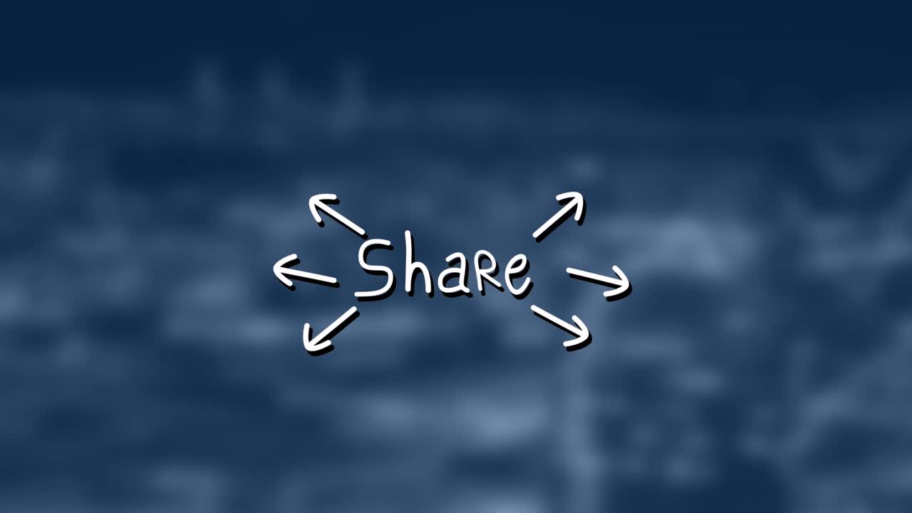 Animation of share text over blurred background