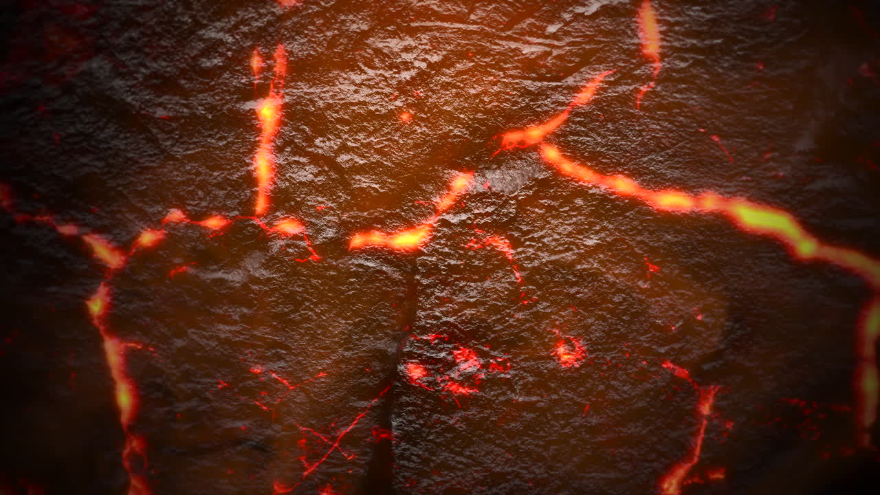 어두운 배경에 붉은 뜨거운 용암과 모션 카메라가 있는 영화 테마