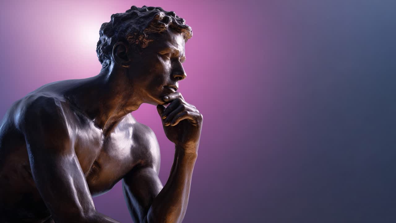 Contemplation: A Thought-Provoking Sculpture Captured in Stunning Detail and Unique Lighting, Highlighting the Beauty and Depth of Human Emotion and Expression