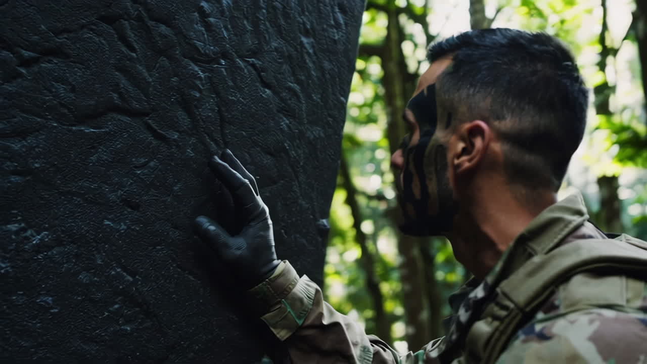 Soldat i camouflage i junglen