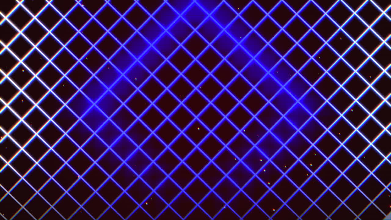80년대 스타일의 어두운 공간에 있는 네온 레트로 블루 그리드