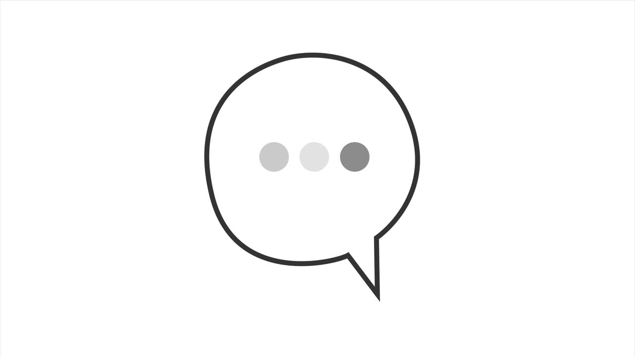 Element of a thought bubble or text message popping up, with typing or thinking dots