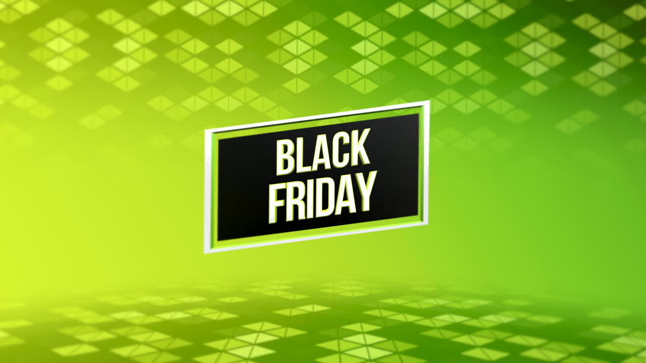 Testo Black Friday su motivo geometrico verde con triangoli sfumati