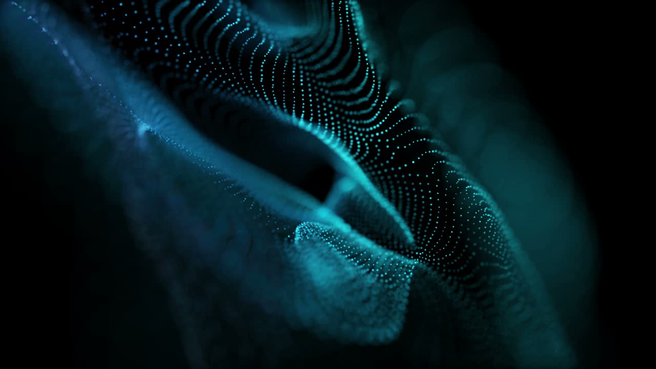 Futuristic abstract animation with glowing particles in slow motion, 4096x2304 loop 4K