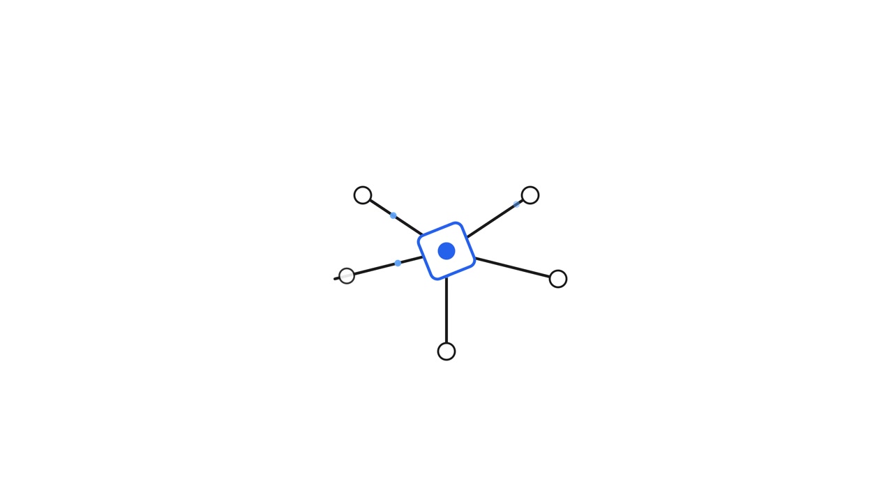 Animated Network Node Expanding into Connected Points