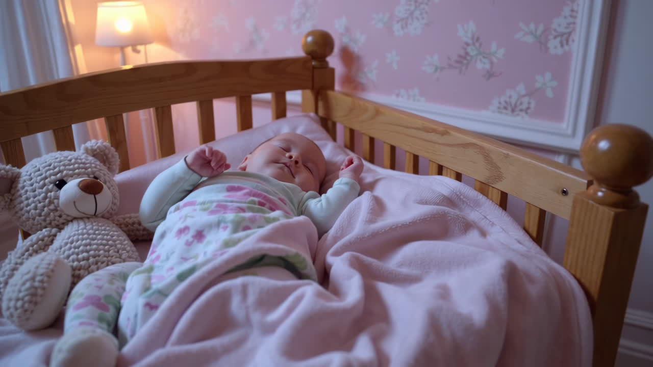 Bambina che dorme nella culla