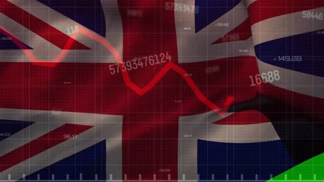 animation of data processing over flag of united kingdom