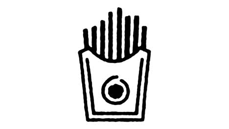las patatas fritas dibujo de la línea del icono de animación