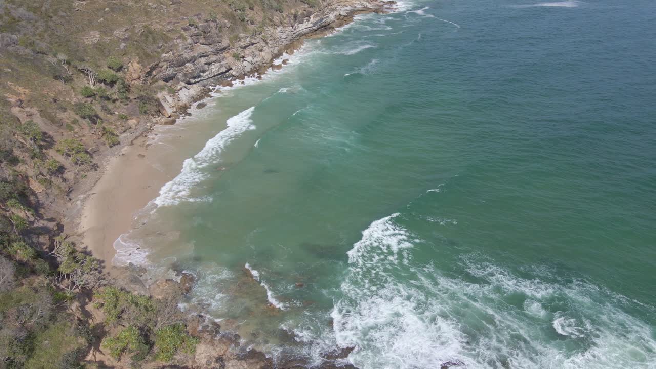Ocean Waves Crashing At The Seashore Of Half Tide Beach In New South Wales, Australia