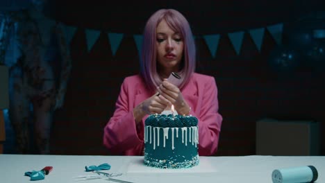 birthday celebration in a dark room