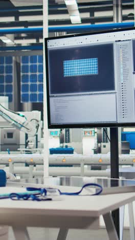 vertical video research and development office in solar panels manufacturing plant
