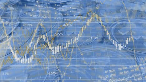 animación del procesamiento de datos financieros sobre monedas de libra británica