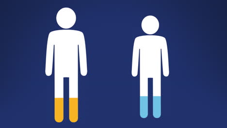 Animation of filled human icons with orange and blue colours