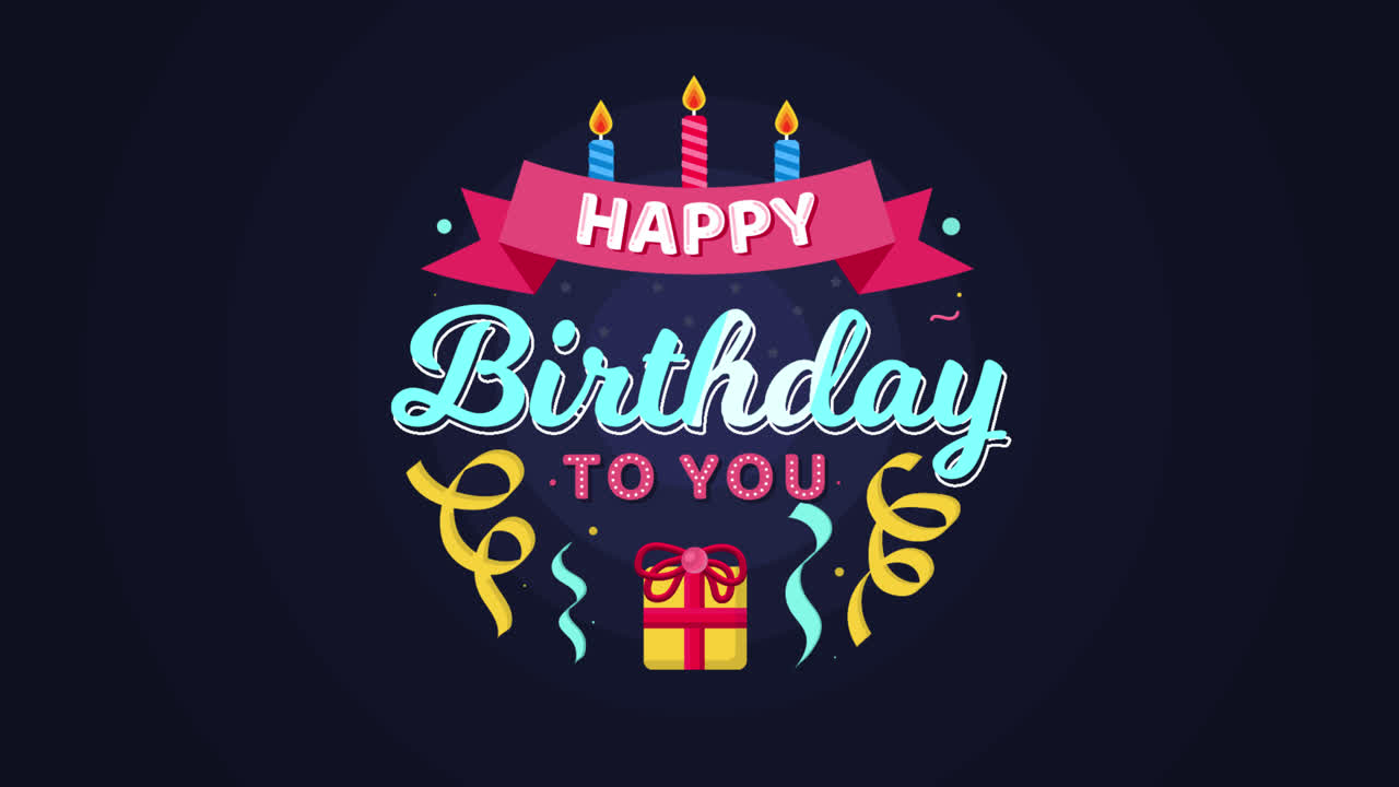 графическая композиция дня рождения с подарком и свечами