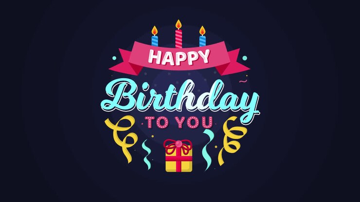 Motion Graphic of Birthday composition with gift and candles