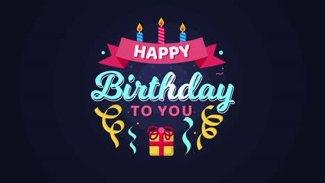 gráfico de movimiento de la composición de cumpleaños con regalo y velas