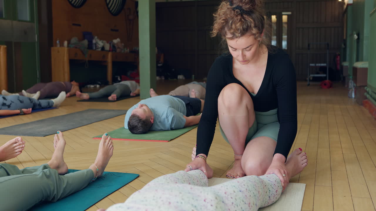Yoga class in session