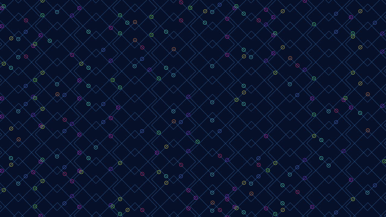 다이아몬드 패턴의 어두운 파란색 배경과 다채로운 사각형