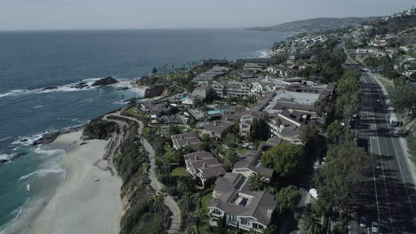 cinematic drone shot of laguna beach, california