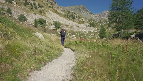 Un-Hombre-Caminando-Solo-Por-Un-Sendero-De-Montaña