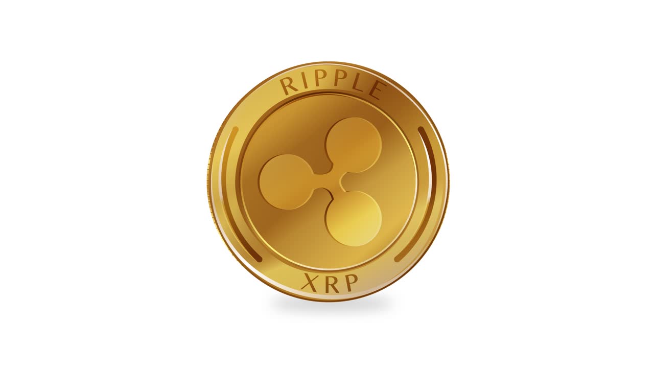 A 20-second animation showcasing a rotating Ripple coin on a white background, highlighting its design and movement