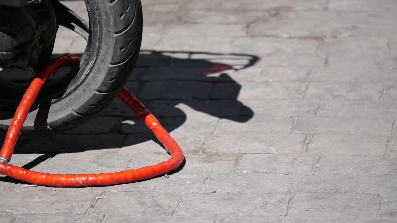 Motorcycle Secured with a Chain Lock