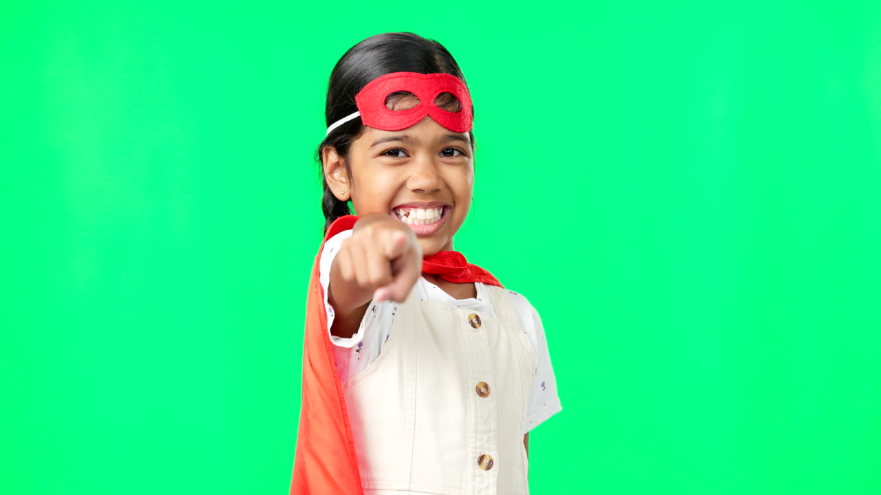 슈퍼히어로, 초록색 화면에 아이의 표정과 얼굴