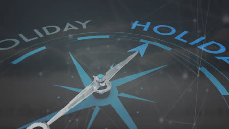 animation of magnetic needle on compass pointing to holiday text