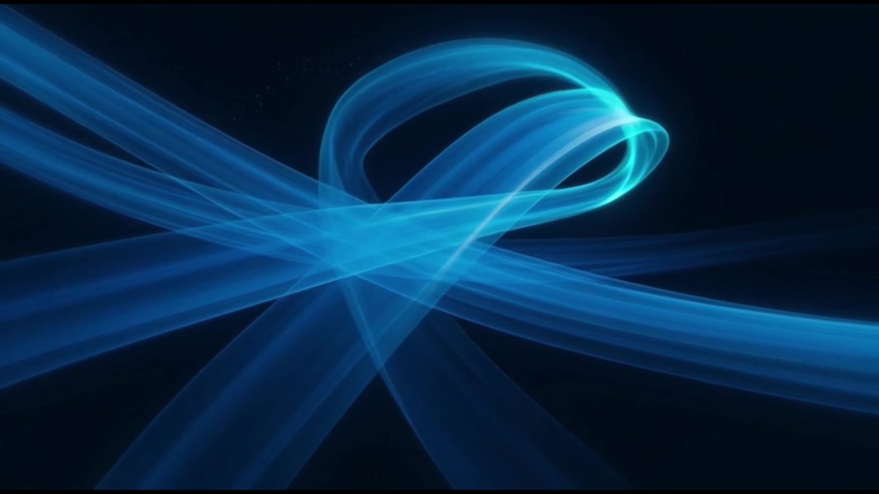 Fließende abstrakte blaue Lichtwellen auf dunklem Hintergrund