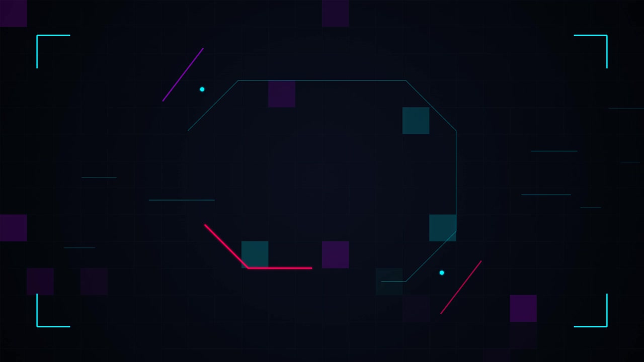 Abstract Digital HUD Interface with Floating Geometric Shapes