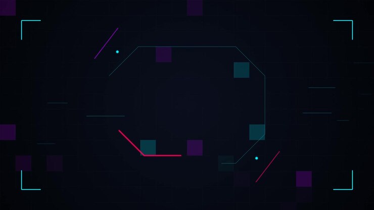 Abstract Digital HUD Interface with Floating Geometric Shapes