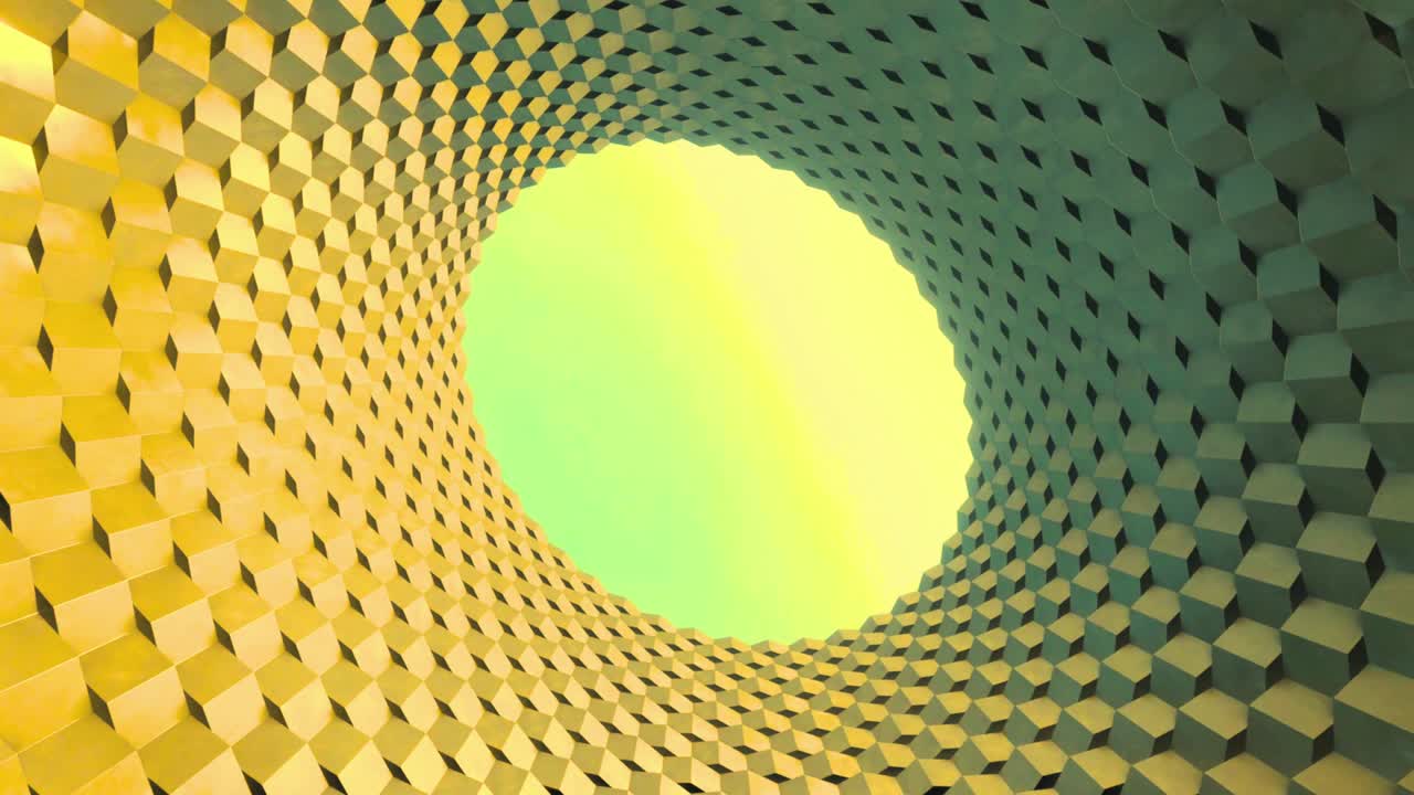 Bucle sin fin de túnel de cubo abstracto giratorio con luz degradada