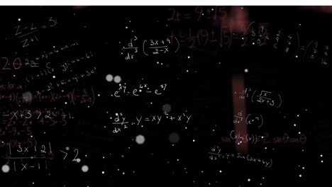 Animation-of-white-spots-over-mathematical-equations-on-black-background
