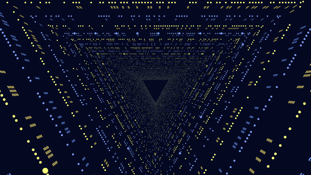 Dynamic 3d triangular pattern with blue and yellow lines