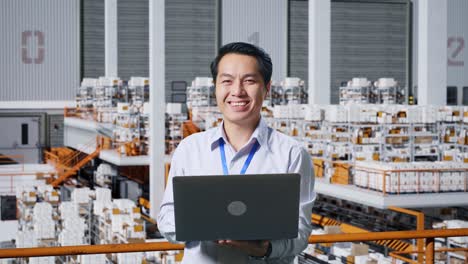 warehouse manager with laptop