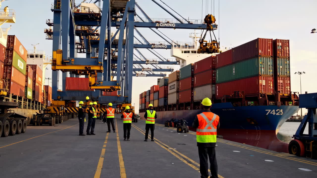 Container Ship Loading at Port