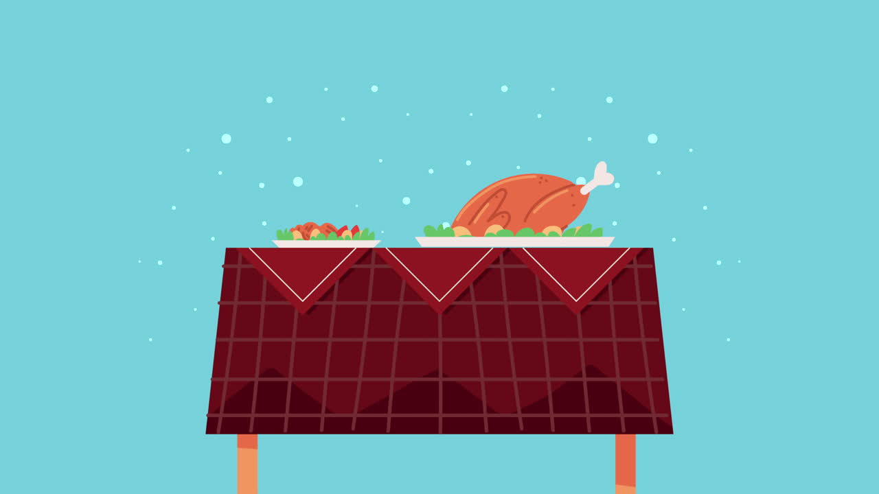 테이블 애니메이션에서 추수감사절 음식