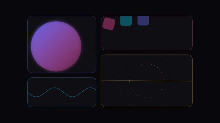 Abstract Digital Interface with Rotating Planet and Data Visualization