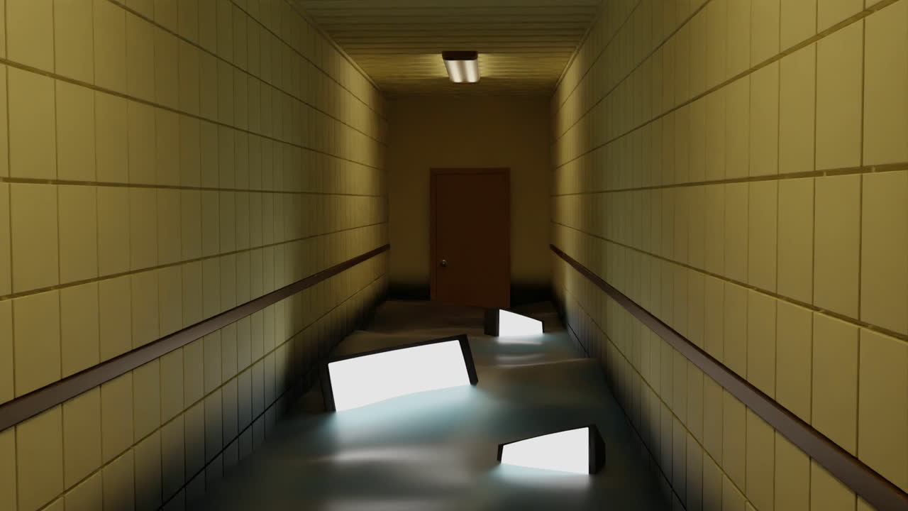Flooded Corridor with TVs
