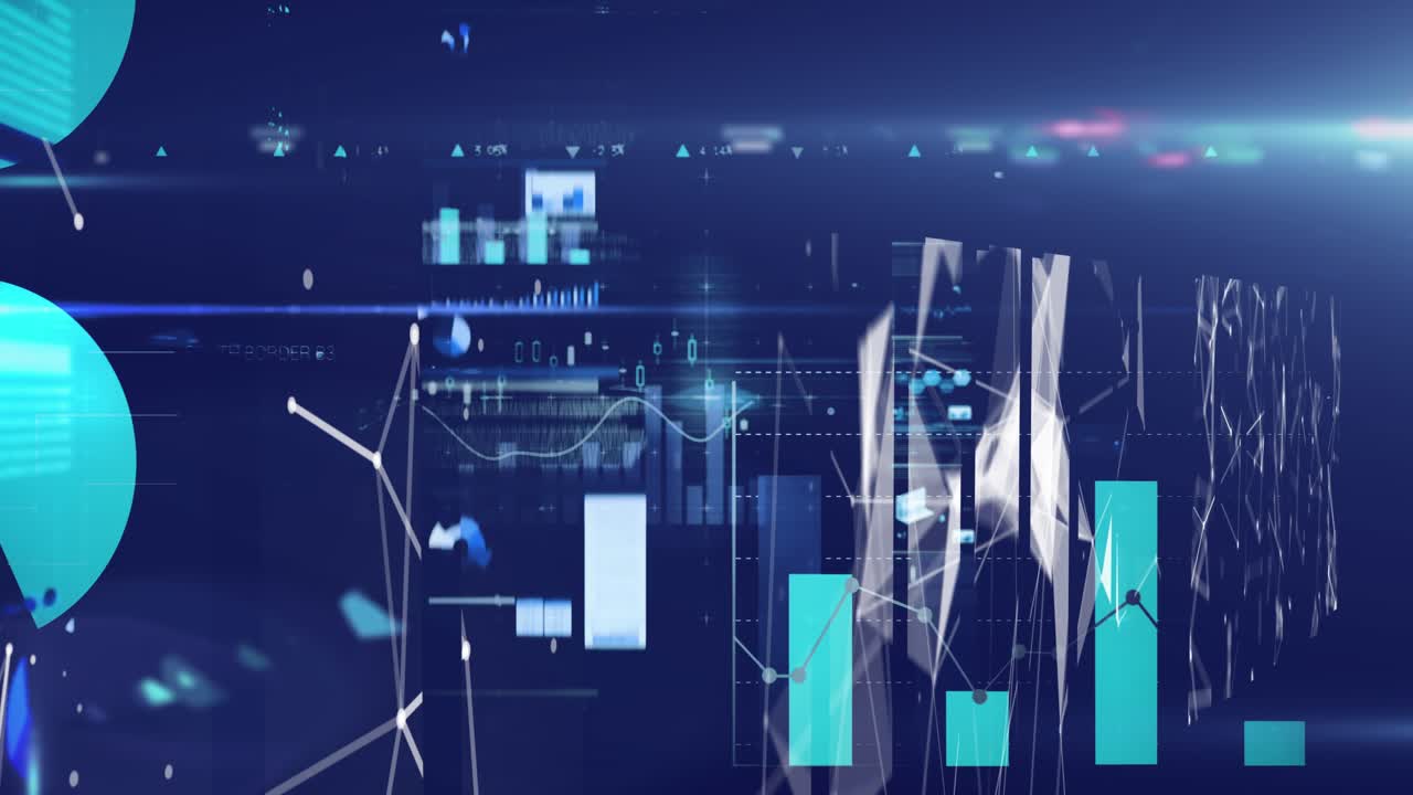 Animation of data processing on blue background