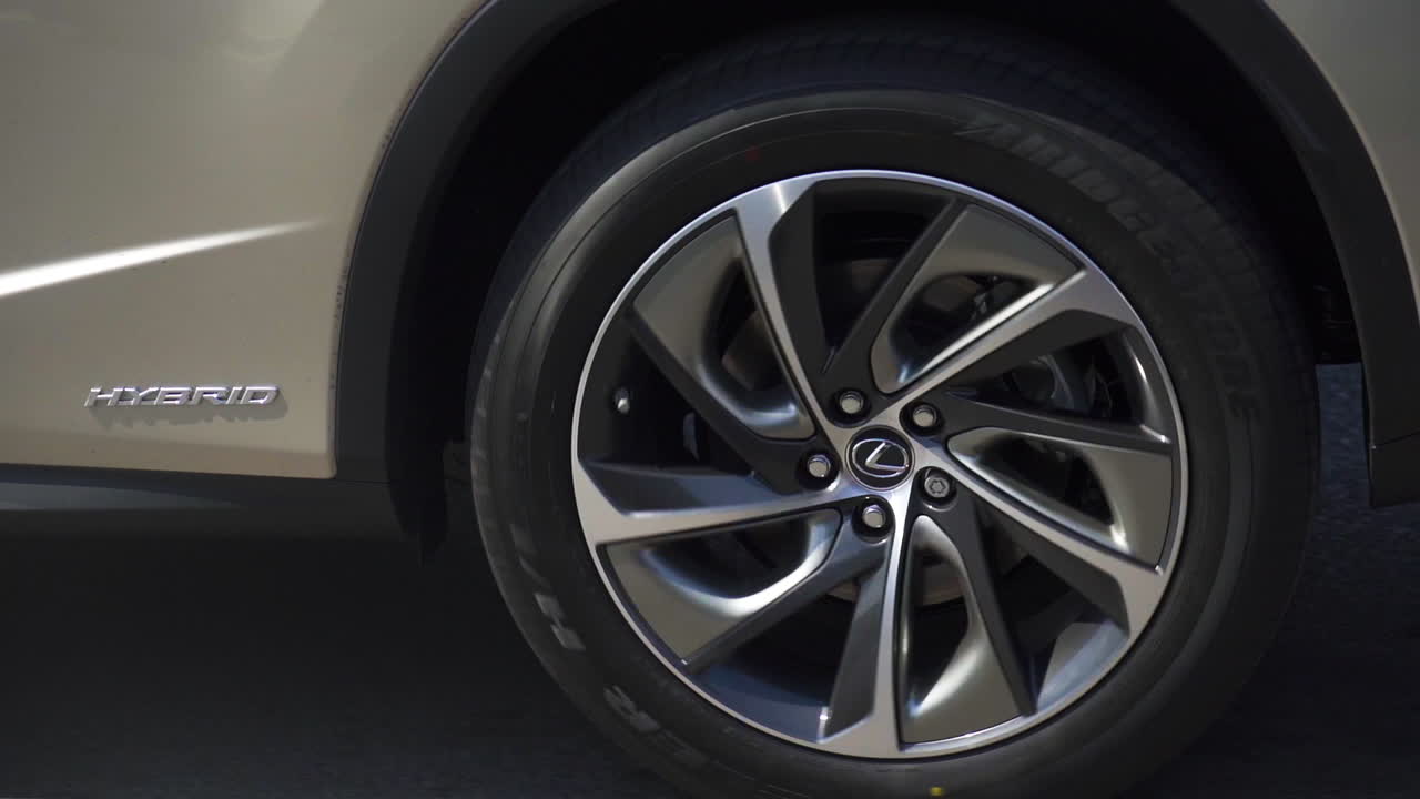 Shot of back wheel of SUV