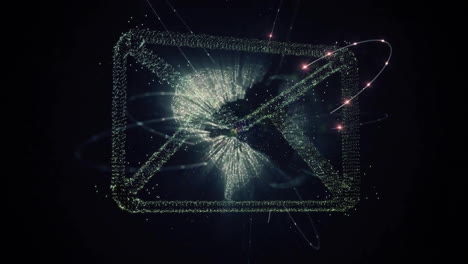 animation of digital envelope with glowing particles and abstract data visualization