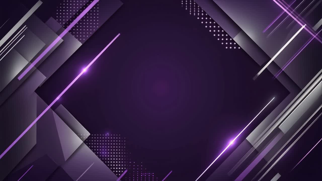 Abstract Geometric Background with Moving Purple Lines and Shapes