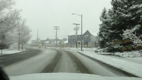 pov footage of driving in snow storm