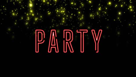 animation of party text over flashing yellow lights
