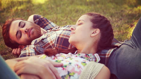 En-Formato-4k-De-Alta-Calidad,-Pareja-Joven-Relajándose-En-El-Parque.