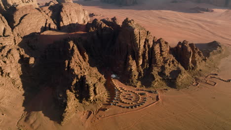 aerial view of glamping site of memories aicha luxury camp in wadi rum, jordan